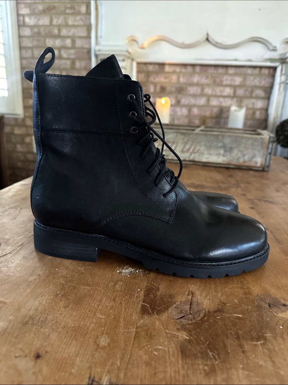 EILEEN FISHER BLACK LACE UP SIDE ZIPPER ANKLE BOOTS 11 EXCELLENT